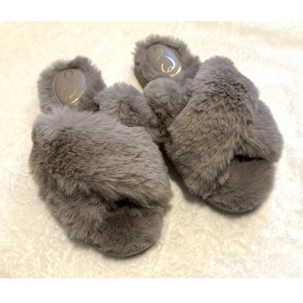 Sam Edelman Plush Gray Slippers